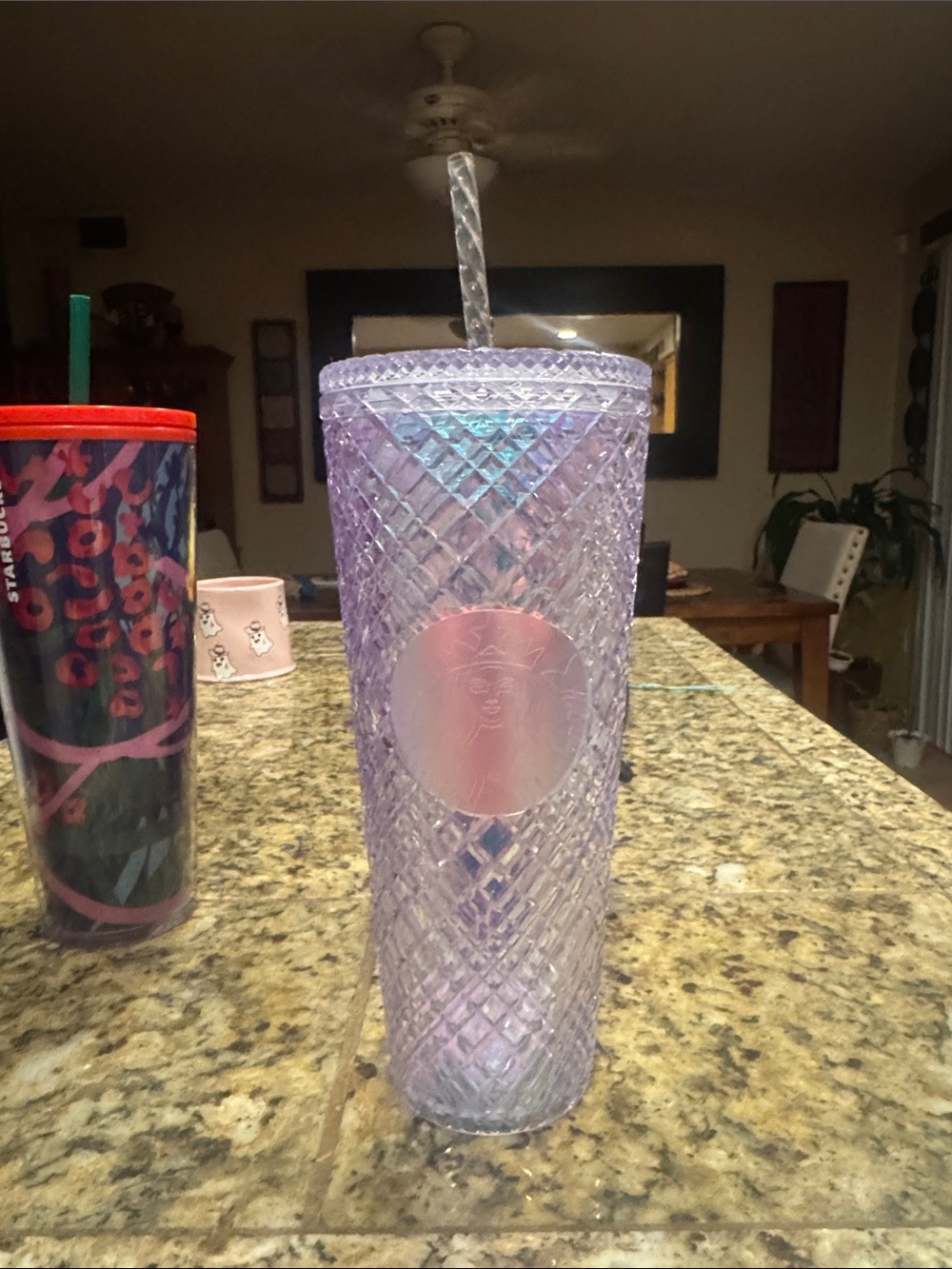 Starbucks Iridescent Lavender Diamond-Textured Tumbler with Clear Straw